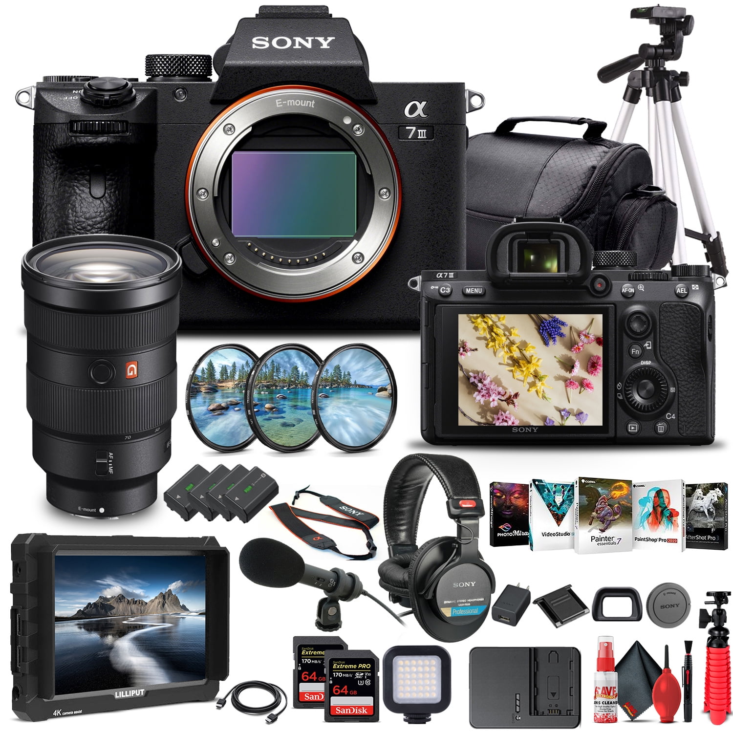 Sony Alpha a7 III Mirrorless Camera W/ Sony FE 24-70mm Lens - Pro Bundle(International Model)