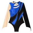 thumbnail image 6 of Miutii Womens Gymnastics Dance Costume Metallic Sheer Mesh Long Sleeve Leotard Shiny Rhinestones Blue M, 6 of 9