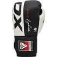 RDX Boxing Gloves , Leather Mitts, Kickboxing Fighting, Black/White