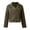 Army Green, variant on Leather Cropped Jackets for Women Zipper up Plus Size Lapel Collared Long Sleeve Trendy Moto Tops Coffee M