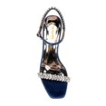 thumbnail image 3 of XYD Women Shiny Rhinestone Studded Mid Heels Open Square Toe Ankle Strap Sandals Fashion Party Prom Bridal Shoes Size 11 Navy, 3 of 4