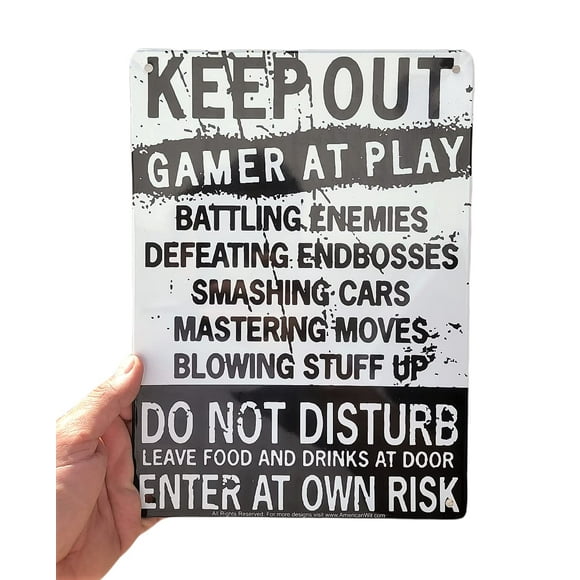 Funny gamer Decor, Keep Out gamers Only 12 x 8 Tin Signs, gaming Do Not Disturb Signs, Funny Video game Signs for Boys Room, gamer Room Sign, Keep Out gamers At Play Home and Kitchen Signs,
