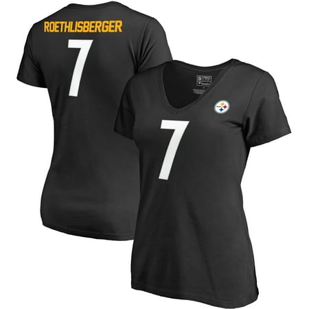 Ben Roethlisberger Authentic Jersey - Ben Roethlisberger Pittsburgh Steelers NFL Pro Line by Fanatics Branded Women's Authentic Stack Name & Number V-Neck T-Shirt - Black