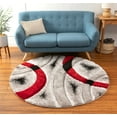 thumbnail image 2 of Well Woven San Francisco Oahu Red Modern Shag Geometric Arcs And Shapes 5'3" Round Area Rug, 2 of 2