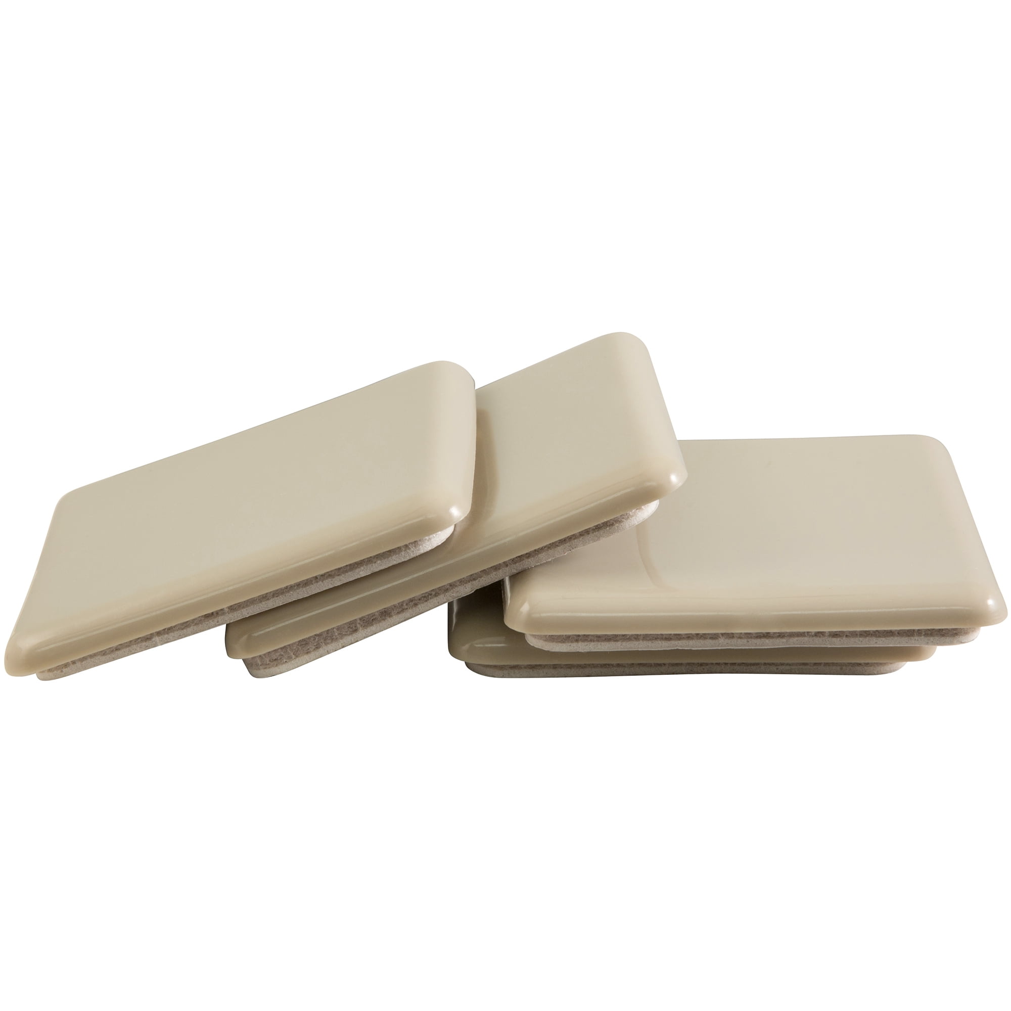 Super Sliders 21/2" Square Self Stick Furniture Slider, Beige, 4 Pack