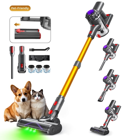 Cordless Stick Vacuum Cleaner, 6 in 1 Rechargeable Cordless Vacuum, Lightweight Upright for Home Pet Hair Car Carpet Hardwood Floor