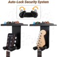 thumbnail image 3 of Soporte de pared para guitarra Onmiwod Auto Lock con estante negro, 3 of 9