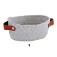 thumbnail image 2 of Nordic Storage Basket with Handles Hand Woven Cotton Rope Container Toy Sundries Key Desktop for Wardrobe Closet Milk White S, 2 of 10