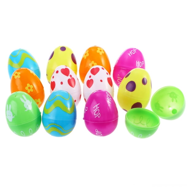 12pcs Plastic Easter Eggs Bright Color Easter Egg Assortment Party Favor  for Easter Egg Hunt and Surprise Egg