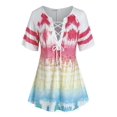 thumbnail image 1 of Tamaño más Lace Up Tie Dye T Shirt Rosegal Camisetas tallas grandes, 1 of 5