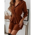 thumbnail image 5 of Long Sleeve Buttoned Shirt Dress With Belt 1, 5 of 6