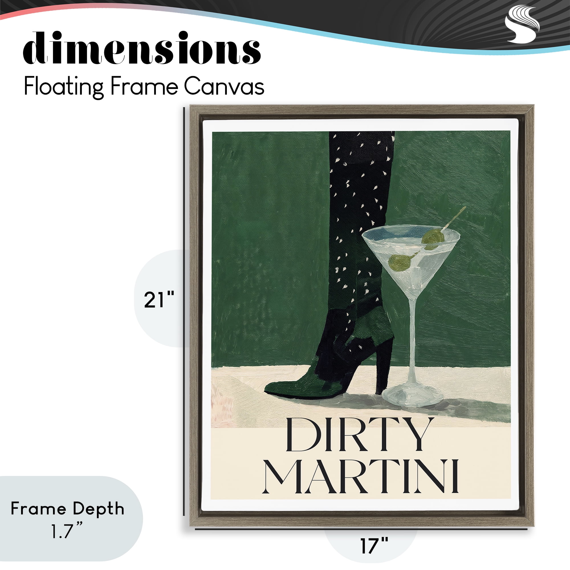 Stupell Industries Dirty Martini Stylish Heel Brown Framed Floater Canvas Wall Art, design by Lettered and Lined
