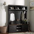 thumbnail image 2 of HOMCOM Hall Tree with Shoe Storage, Coat Rack with Shoe Bench, Black, 2 of 8