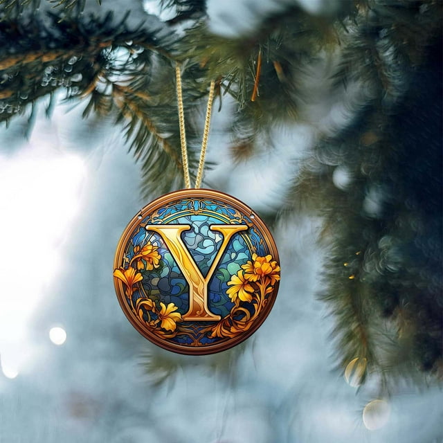 Xihbxyly Adorno Navideño con Inicial Personalizado, Regalo Familiar Personalizado, Decoración Navideña Versátil, Decoración para Fiestas En Casa o En La Oficina, Amuleto Festivo de Invierno, 1 Colgan