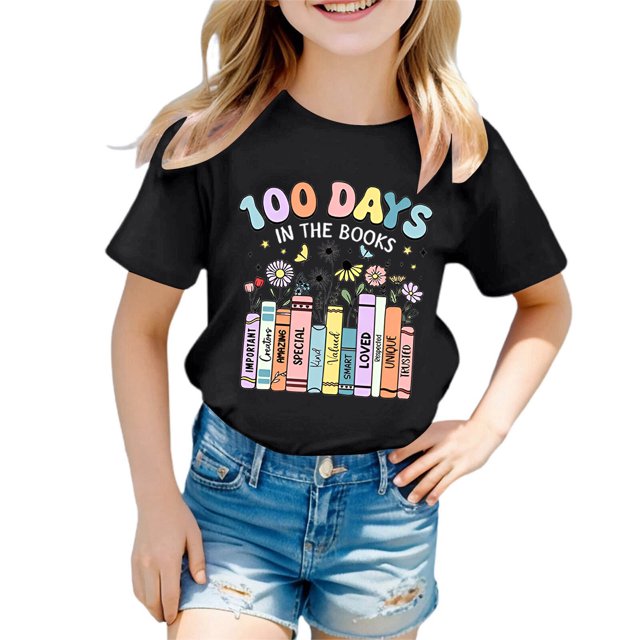 TZEWGL T-Shirts For Newborn Graphic Print Round Neck Loose Short Sleeve Top For Baby size 8-9T