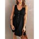 thumbnail image 5 of Vestido corto de mujer con escote en V, cierre frontal de un solo botón, cintura elástica y sin mangas, ideal para el verano., 5 of 5