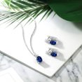 thumbnail image 4 of Gem Stone King 6.95 Ct Blue Created Sapphire White Created Sapphire 925 Silver Pendant and Earrings Jewelry Set, 4 of 4