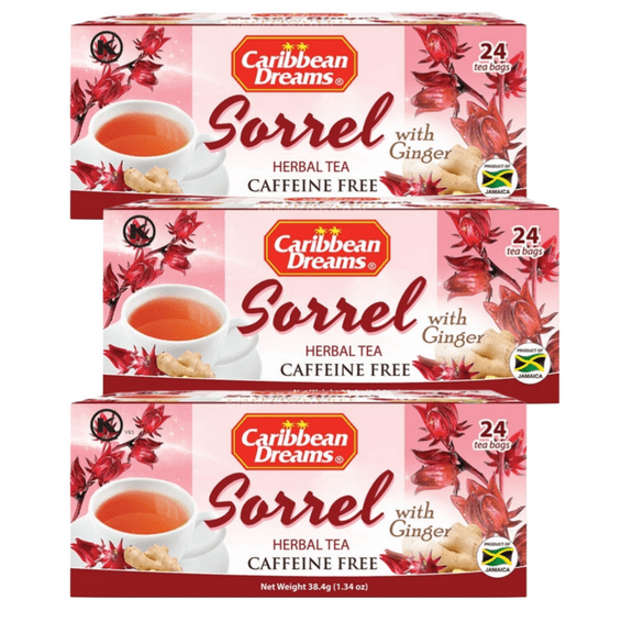 Caribbean Dreams Jamaican Sorrel & Ginger Tea, 24 Tea Bags (Pack of 3)