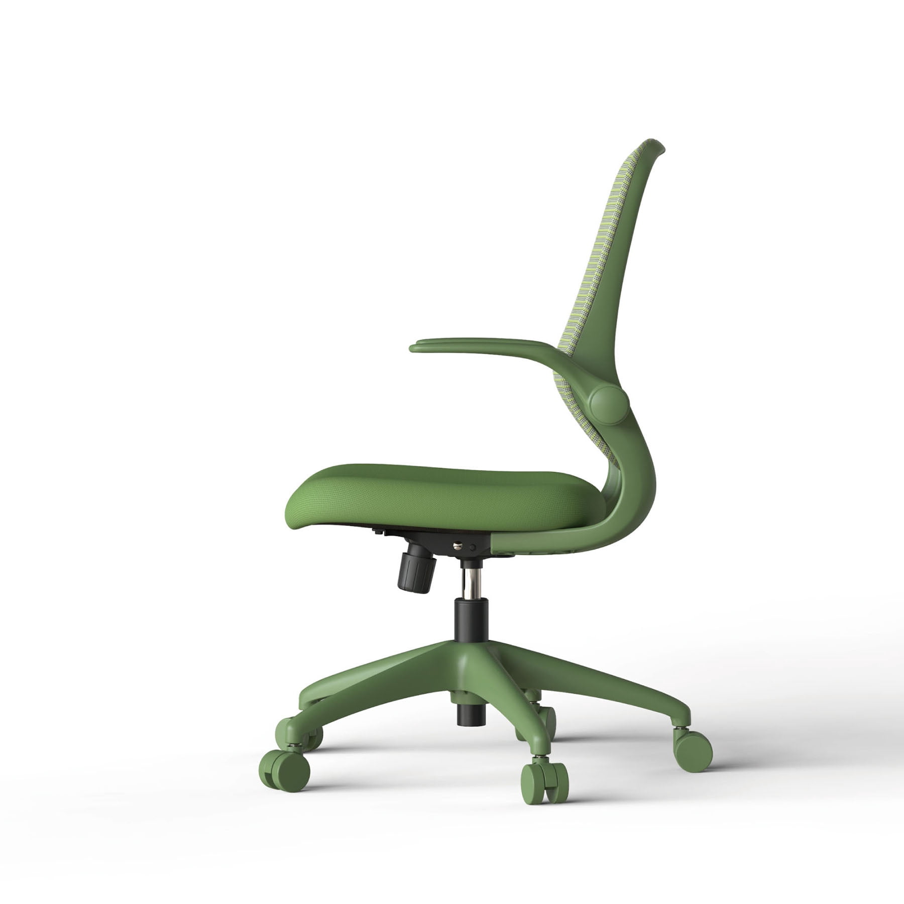 S-HOME Modern Ergonomic Mesh Back Office Chair With Fireproof Nylon Fabric, Rotating Design And Gas Lift For Support, Adjustable Height And Flip-Up Armrests  For Home Offices, Green
