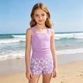 thumbnail image 5 of YEPGAR Girls Tankini Swimsuit 2 Piece Printed Bathing Suit Girls' Swimwear for 7-16 Years (Purple, 13-14 Years), 5 of 5
