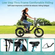 Elifine 500W Foldable Electric Bike, 20 x 3.0 Fat Tire Electric Bicycle Max. 19.8mph Commuter Ebike, 48V 10.4Ah Removable Battery UL 2849 with 5 Riding Modes Electric Bike for Men Women Senior