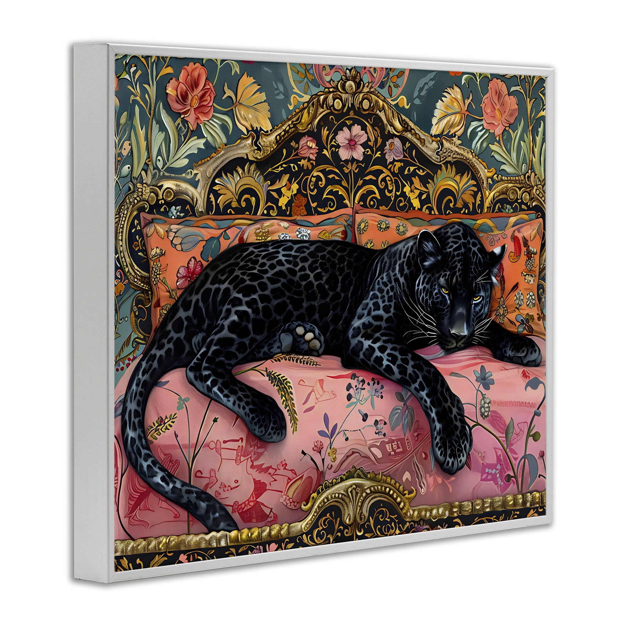 Stupell Industries Lazy Black Elegant Leopard White Framed Giclee Art, design by Creative Studio