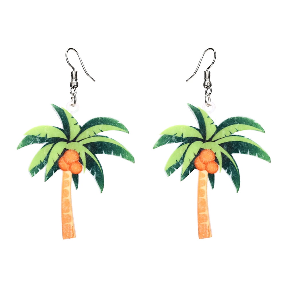 Bohemian Summer Style Gold Finish Beach Palm Tree Design Trendy Stud Earrings 