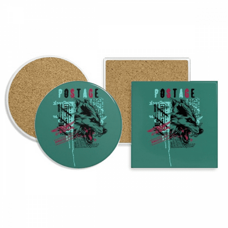 

Graffiti Street Wolf Illustration Pattern Coaster Cup Mug Holder Absorbent Stone Cork Base Set