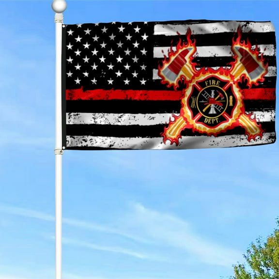 Bayyon Firefighter Flag Proud Firefighter Grommet Flag Banner with Grommets 3x5Feet Man cave Decor