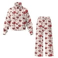 thumbnail image 5 of Xixirimido Heart Cherries Pink Print Women's 2 Piece Outfits Lounge Set Mock Neck Long Sleeve Sweatshirt With Wide Leg Pants Sweatsuits Fall Fashion Airport Tracksuit, Small, 5 of 7
