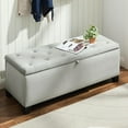 thumbnail image 6 of HD JUNTUNKOR Velvet Storage Ottoman Bench, 47.6" Tufted Ottoman Bench with Tapered Legsa, Gray, 6 of 7