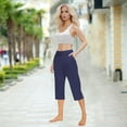 thumbnail image 6 of lmcalzta Capri Pants for Women High Waisted Yoga Gym Athletic Capris with Pockets Lounge Sleep Pajama Capri Pants, 6 of 8