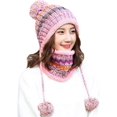 thumbnail image 1 of ER Gorro de invierno para mujer, conjunto de bufanda circular peruana, orejeras de esquí brillar Electrónica, 1 of 5