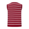 thumbnail image 6 of APEXFWDT Women’s V-Neck Button Front Knit Vest Cardigan Sleeveless Striped Lightweight Vest for Layering or Casual Wear,L,Red, 6 of 7