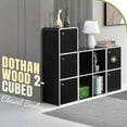 thumbnail image 3 of ZYPPP Dothan Wood 2-Cubed Closed Bookcase - Storage Shelf Organizer Bookshelf (Black), 3 of 8