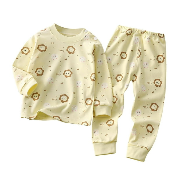 Odeerbi 6M-8Y Niños Niñas Pijama de Algodón Otoño Pantalones de Manga Larga Conjunto de Dos Piezas Pijama