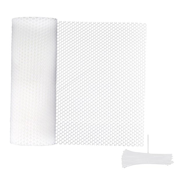 Valla de alambre de gallinero, malla de protección para árboles, 50 bridas y protector de tronco. Blanco