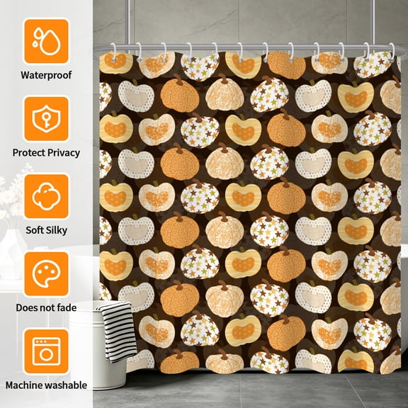 Tchckioa 47x72 Inch Autumn Harvest Shower Curtain for Bathroom Decor,Waterproof Hooks Bath Curtain