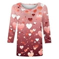 thumbnail image 4 of Cute Heart Shirts for Valentines Day Women Classic 3/4 Sleeve Tops Trendy Plus Size Basic Tee Shirt, 4 of 4