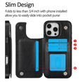 thumbnail image 4 of Double Buckle PU Leather Case for iPhone13,14,15,16 Plus Pro Max Card Holder Folio Flip PU Leather Kickstand Card Slots Case and RFID Blocking Cover, 4 of 16