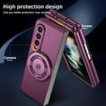 thumbnail image 5 of Magnetic Case for Samsung Galaxy Z Fold 3 Case with Kickstand & Ring Holder, [Compatible with MagSafe Charging] Slim Ultra PC Back Scratch-Resistant Military Grade Shockproof Case, Wine, 5 of 7
