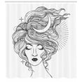 thumbnail image 3 of Ambesonne Magic Moon Shower Curtain, Modern Woman Starry Hair, 69"Wx75"L, Charcoal Grey White, 3 of 3