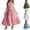 Pink, variant on Women's Maxi Dress V Neck Sleeveless Ruffle Trim Tie Waist Tiered Dress Flowy Casual Summer Vacation Sundress Pink S