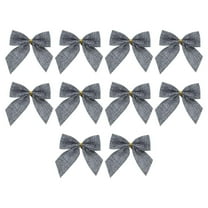 10PCS Christmas Bows Multiple Style – Tree Garland Accessories for Party and Holiday Decor – Multi-purpose Bow Collection for Seasonal Display,Grey