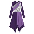 thumbnail image 5 of Alvivi Womens Long Sleeve Metallic Liturgical Praise Dance Dress Church Worship Lyrical Costume Purple XL, 5 of 7