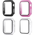 thumbnail image 1 of 4 Pack Case with Tempered Glass Screen Protector Compatible with iWatch 40mm Series 6 5 4 SE, Hard PC Bumper Case Protective Cover Frame for Watch 40mm (Black/Rose Pink/Silver/Clear), 1 of 5