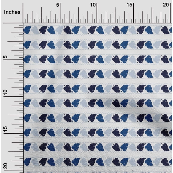 oneOone Viscose Chiffon Navy Blue Fabric Leaves Block Fabric For Sewing Printed Craft Fabric By The Yard 42 Inch Wide