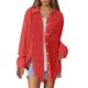 thumbnail image 1 of Camisa informal oversize de color liso para mujer: ligera, transpirable, corte holgado, versátil para el uso diario. Tallas S-XXL., 1 of 8
