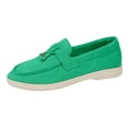 thumbnail image 5 of Women's Slip On Suede Loafers Comfortable Lightweight Business Dress Shoes Wide Width Slip On Sneakers Green Size 6, 5 of 7