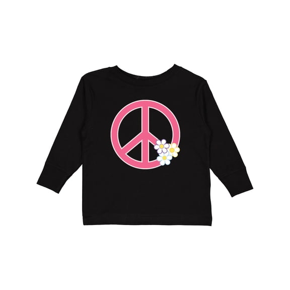 Inktastic Peace Sign Cute Daisy Flowers Girls Long Sleeve Toddler T-Shirt